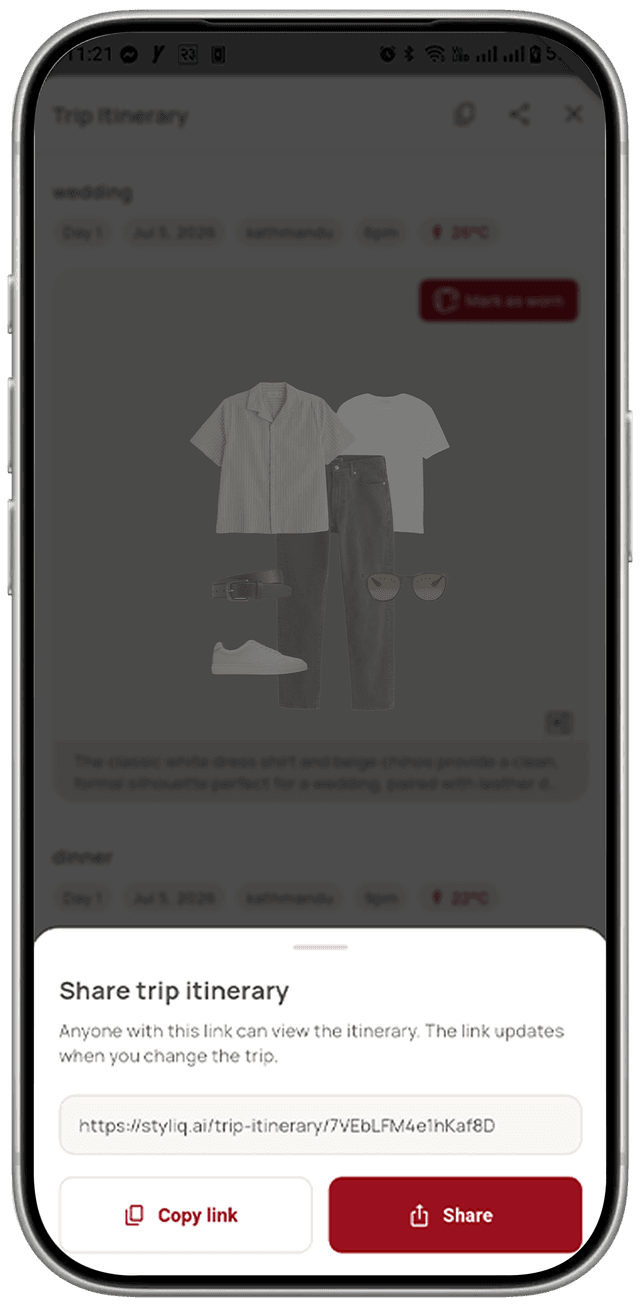 Share vacation outfits and trip packing list with travel companions