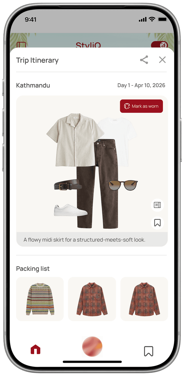 AI-generated packing list for a 3 day trip from your closet